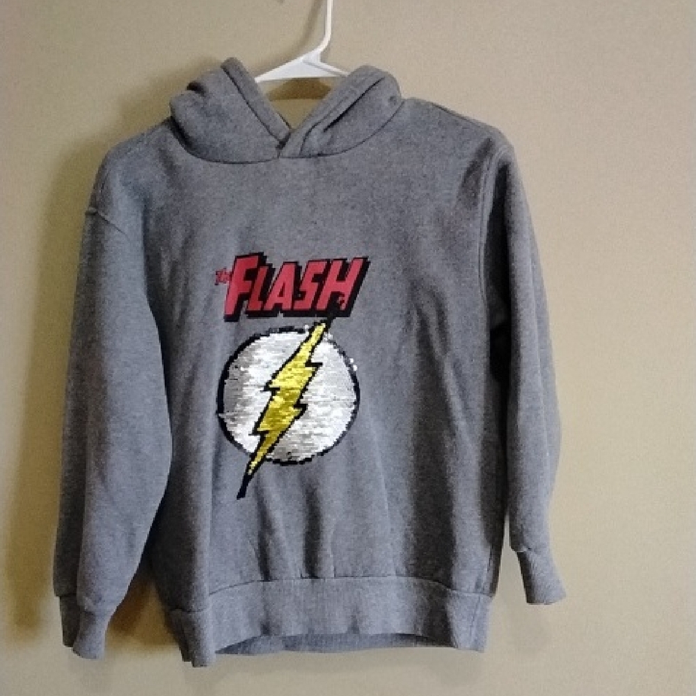 Zara Gray Flash Hoodie with Yellow Lightning Bolt